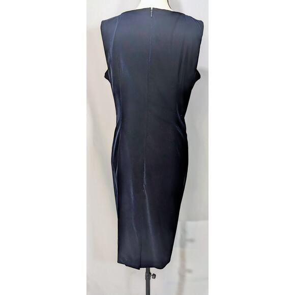 Vintage Jaeger Hong Kong Navy Sleeveless Sheath Dress Lined Back Zip Classic M L - Picture 4 of 8